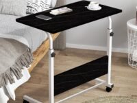 Torche Multipurpose Height Adjustable Movable Table for Computer & Laptop Table with Wheels for Home & Office(Small-Granite Black)