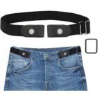 Toxen Invisible Buckle-less Jeans Belt with Ring Adjustable Buckle Free Waist Belt Elastic Belt for Jeans Pants Skirts Women or Men