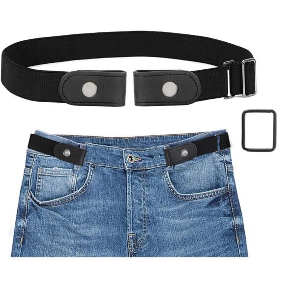 Toxen Invisible Buckle-less Jeans Belt with Ring Adjustable Buckle Free Waist Belt Elastic Belt for Jeans Pants Skirts Women or Men