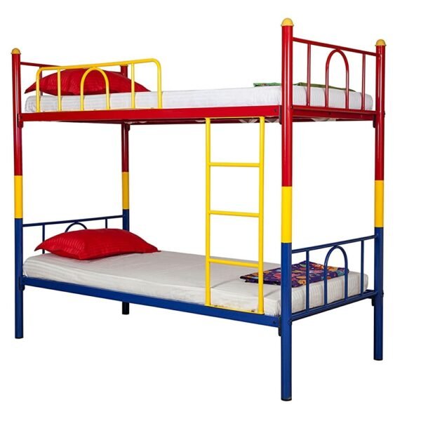 Trios Single Size Kids Bunk Bed Without Storage Twin Over Twin Metal Bunk Cot | Double Decker Bed for Boys and Girls Room Furniture | Color - Multicolor, Size - 66 x 75 x 32 Inches