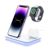 UNIGEN Unidock 3-in-1 Fast Wireless Charging Station (Type-C PD) for iWatch Series SE/7/6/5/4/3/2/1 AirPods 1/2/Pro/3/iPhone 13/13Mini/13Pro/13Pro Max/12/12Mini/12pro/11/XS/X & Other Qi Devices-White