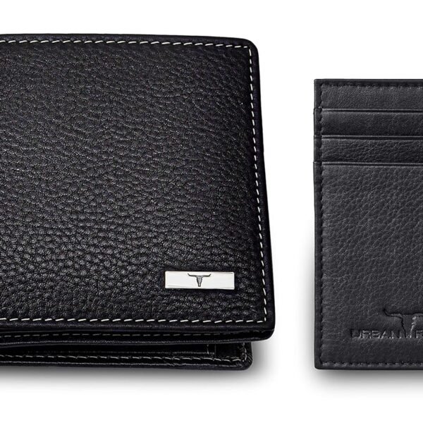 URBAN FOREST Oliver Black Leather Wallet & Card Holder Set for Men