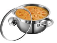 Vinod Stainless Steel Bremen Saucepot with Glass Lid- Diameter 20 cm, Capacity 3 Litre (Induction and Gas Stove Friendly), 2 Years Warranty, Silver