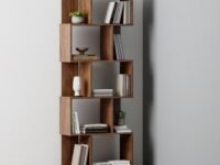 Wakefit Wall-Mounted Book Stand - Engineered Wood, 10 Shelves - Eliot (Dark Walnut) - 1 Year Warranty