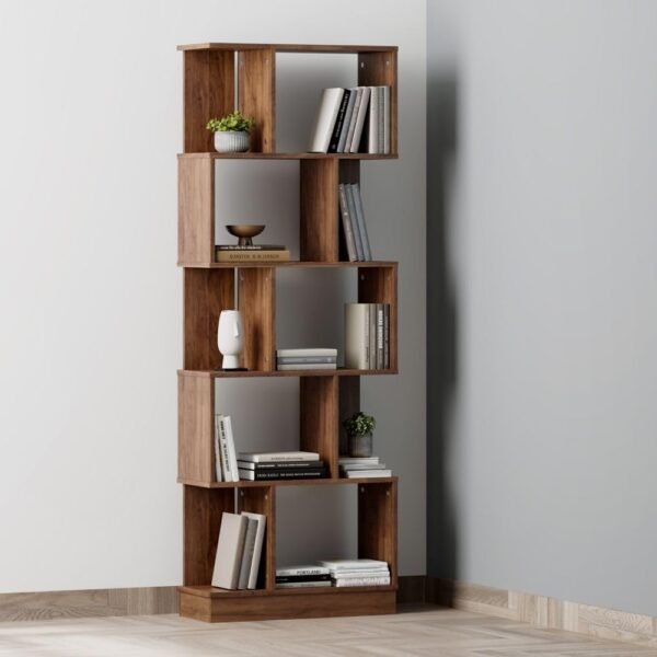 Wakefit Wall-Mounted Book Stand - Engineered Wood, 10 Shelves - Eliot (Dark Walnut) - 1 Year Warranty