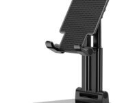 WeCool T2 Foldable and Portable Tabletop Mobile Stand with Stable Base,Height and View Angle Adjustable Phone Stand,Ideal Mobile Holder for Smartphones,Tablets, Kindles