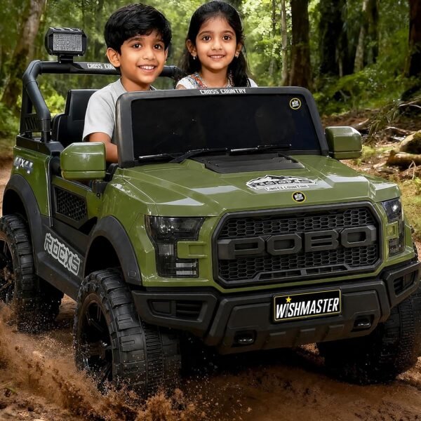 Wishmaster 4x4 Driving EV Cars for 1-8 Year Electric Ride on Jeep for Kids | Remote + Steering + Mobile App Control | Jeeps car for Boys & Girls