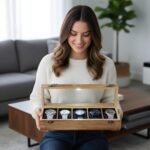 Wooden Watch Box For Men and Women, 5 Slots Organizer For Men, Watch Holder For Women, Valentine;s Day, Father's Day, (Natural wood 5 slot, off-white