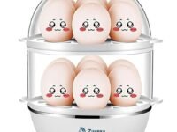 Zuvexa Egg Boiler Poacher Automatic Off Steaming, Cooking, Boiling Double Layer 14 Egg Boiler (Multicolor) 14 ounces (414 ml) Plastic