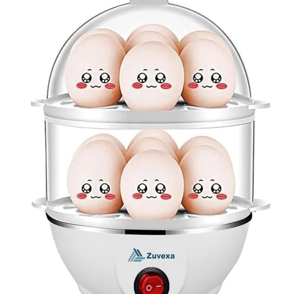 Zuvexa Egg Boiler Poacher Automatic Off Steaming, Cooking, Boiling Double Layer 14 Egg Boiler (Multicolor) 14 ounces (414 ml) Plastic