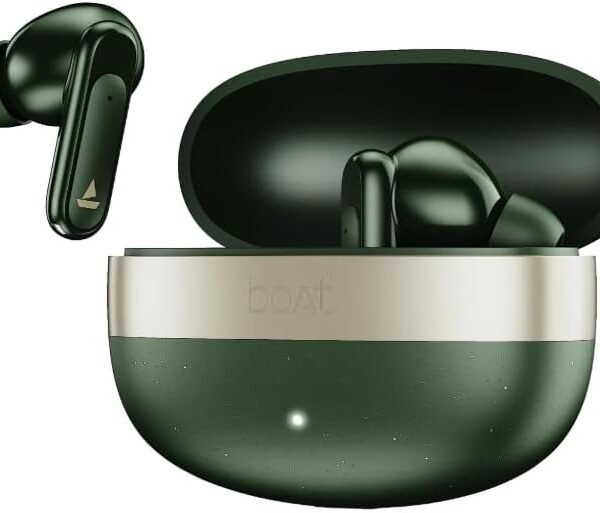 boAt 2026 Launch Airdopes Plus 224, Powerful Spatial Audio, 60H Playback, Quad Mics AI-ENx™, 13 mm Drivers, App Support, Multi Connect, Google Fast Pair, Bluetooth v6.0 TWS Earbuds (Forest Green)