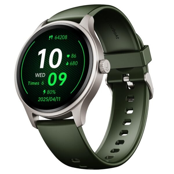 boAt Lunar Discovery Neo, 1.39" (3.5 cm) Round HD Display, Premium Metallic Finish, Animated Watchfaces, 100+ Sports Mode, Bluetooth Calling, Smart Watch for Men & Women (Olive Gold)