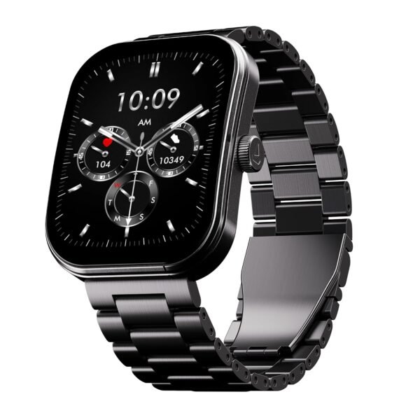 boAt Wave Sigma 3 Curv Smartwatch with 2.01” (5.33 cm) Immersive Curved Display, Metallic Finish, Functional Crown, BT Calling, Sleep, Stress, Heart Rate & SpO2 Monitoring, SOS, IP68 (Black Steel)