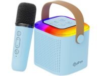 pTron Newly Launched Fusion Tunes 10W Mini Bluetooth Speaker with Wireless Karaoke Mic, 8Hrs Playtime, Vivid RGB Lights, Voice Effects, Multi-Play Modes BT5.1/TF Card & Type-C Charging Port (Blue)