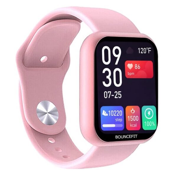 Bouncefit M I D116 Fitness Band Smart Watch for Men, Women, Boys, Girls, Kids – Single Touch Interface, Water Resistant, Workout Modes, Quick Charge Sports Smartwatch – Pink II