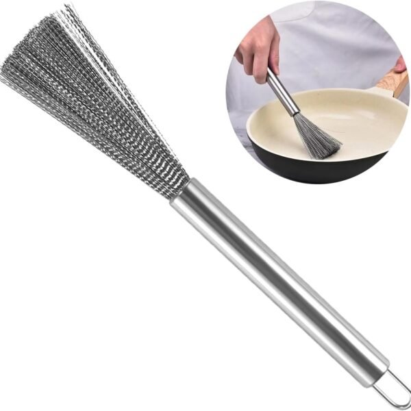 2pcs Stainless Steel flexible Bristle Cleaning Brush for Pots,Pans,Dishes and Utensils| flexible wire kitchen cleaning brush with long handle|kitchen scrubber brush for cleaning hard dirty stain