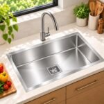 ''30x18x10'' Handmade Matt Finish Stainless Steel Single Bowl Kitchen Sink