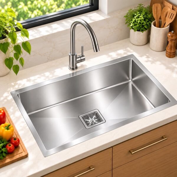 ''30x18x10'' Handmade Matt Finish Stainless Steel Single Bowl Kitchen Sink