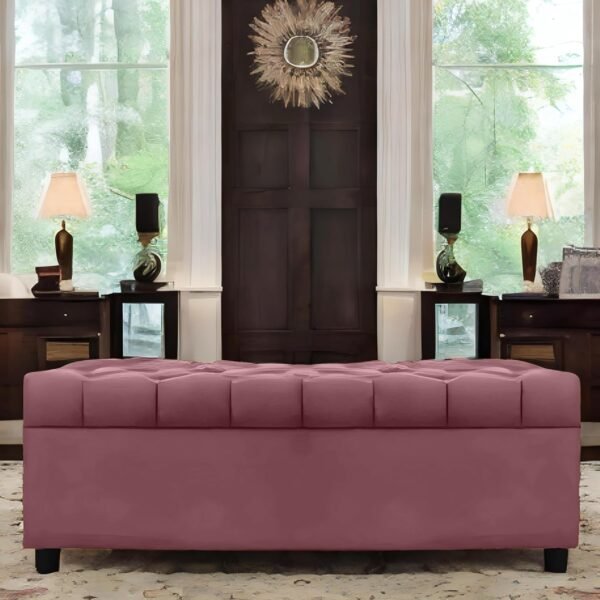 AMATA Eagle 2 Seater Ottoman/pouffe Mauve Colour Suede Velvet Fabric with Two Cushions Perfect for Home Living Room and Guests (Mauve, 2 Seater)(3 Year Warranty)