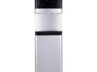 Amazon Basics Hot and Cold Floor Standing Water Dispenser, Top Loading, 20Litre Silver & Black Deco