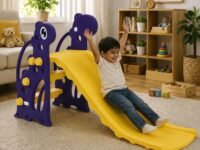 Amazon Brand – Solimo Giraffe 2-in-1 Garden Slide for Kids | Medium | Indoor & Outdoor | Safe for Boys & Girls | Age 2-3 Years | Easy Assembly | Purple & Yellow