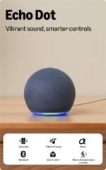 Amazon Echo Dot (5th Gen), smart speaker with Alexa+, vibrant sound, motion detection, temperature sensor, bluetooth, Blue