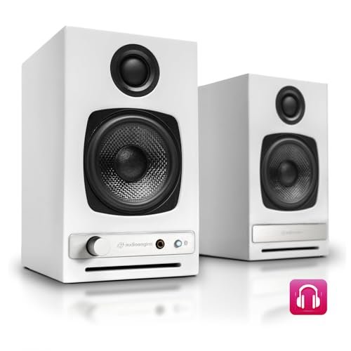 Audioengine HD3 Wireless Speakers with Bluetooth - 60W Powered Computer Speakers for Desktop Monitor and Home Music System with aptX HD Bluetooth, AUX, USB, RCA, 24-bit DAC (White, Pair)