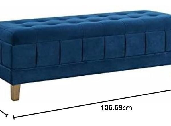BLACK OAK S1 Rectangle Storage Ottoman with Storage Bench, Storage Chest Footrest with Seat, Modern Fashion Storage Bench Entryway End of Bed Sofa (Blue Velvet)