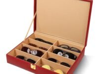 Birch & Co. Sunglasses Organizer - Sunglass Case - Glasses Box - Specs Box for Men - Goggles Holder - Eyewear shades Organiser, Leather Finish, Soft Velvet Lining, Travel-Friendly for 8 Sunglasses
