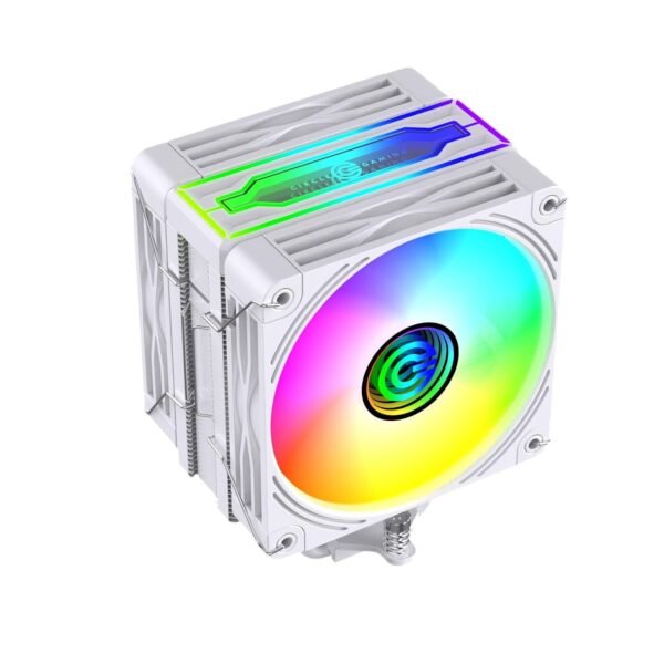 Circle Gaming CG 4P Duo ARGB CPU Air Cooler Mirror Close-Loop, Dual 120mm Fan | Support AMD & Intel CPU Socket AM5, AM4 / LGA 1700, 1200, 1151, 1150| PWM Case Fans | 4 Heat Pipes | White