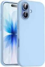 DIZORO Compatible with iPhone 17 Case 6.3, Slim Liquid Silicone 3 Layers Full Covered Soft Gel Rubber Phone Cases Protective Back Cover 6.3 Inch - Ice Blue