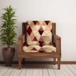 Decorian Polycotton Stretchable Printed Solid Sofa Slipcovers, Wooden Sofa Seat Cover, Sofa Back Cushion Covers (Pack of 10, Brown Triangle New)