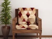 Decorian Polycotton Stretchable Printed Solid Sofa Slipcovers, Wooden Sofa Seat Cover, Sofa Back Cushion Covers (Pack of 10, Brown Triangle New)