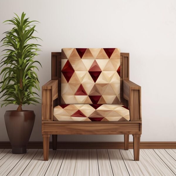 Decorian Polycotton Stretchable Printed Solid Sofa Slipcovers, Wooden Sofa Seat Cover, Sofa Back Cushion Covers (Pack of 10, Brown Triangle New)