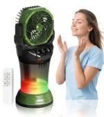 Drumstone (Luxurious 5 Year Warranty) Portable Rechargeable Air Cooler Fan with Mist Cooling, Remote Control, LED Light and Adjustable Airflow for Home Office Travel 𝐌𝐮𝐥𝐭𝐢𝐜𝐨𝐥𝐨𝐫