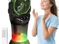 Drumstone (Luxurious 5 Year Warranty) Portable Rechargeable Air Cooler Fan with Mist Cooling, Remote Control, LED Light and Adjustable Airflow for Home Office Travel 𝐌𝐮𝐥𝐭𝐢𝐜𝐨𝐥𝐨𝐫