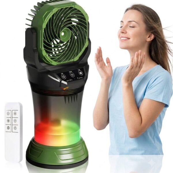 Drumstone (Luxurious 5 Year Warranty) Portable Rechargeable Air Cooler Fan with Mist Cooling, Remote Control, LED Light and Adjustable Airflow for Home Office Travel 𝐌𝐮𝐥𝐭𝐢𝐜𝐨𝐥𝐨𝐫