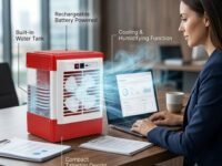 Drumstone USB Rechargeable Mini Air Cooler, Portable Personal Cooling Fan with Dual Speed Airflow, Lightweight Desk-(𝐒𝐩𝐞𝐜𝐢𝐚𝐥 𝟏𝟓 𝐘𝐞𝐚𝐫𝐬 𝐖𝐚𝐫𝐫𝐚𝐧𝐭𝐲)