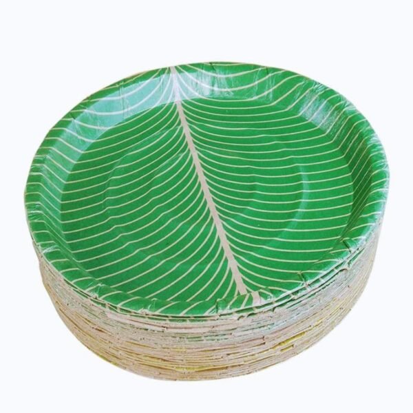 Ecofriendly-Disposable Coated Paper Plates Thali Green Thali