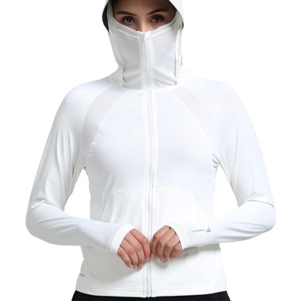 FabSports Women's UV Protection Sun Screen Jacket, Full Zip Sun Protection Clothing, Lightweight with UPF 50+ Protection for Outdoors, with Pockets, Sun Protective Clothing for Women