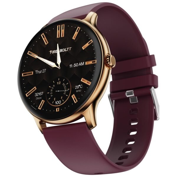 Fire-Boltt Phoenix Pro Round Smart Watch 1.39" HD Display with Bluetooth Calling, AI Voice Assistant, SpO2 & Heart Rate Monitor, 120+ Sports Modes, IP67 Waterproof Smartwatch for Men & Women - Brown