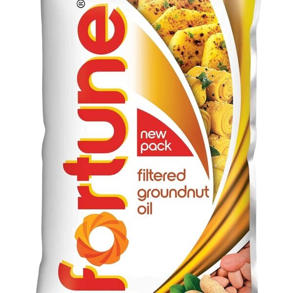 Fortune Filtered Groundnut Oil 1 Litre Pouch (910 g) | Groundnut Cooking Oil | Traditional 100% Filtered Oil | Weight May Vary