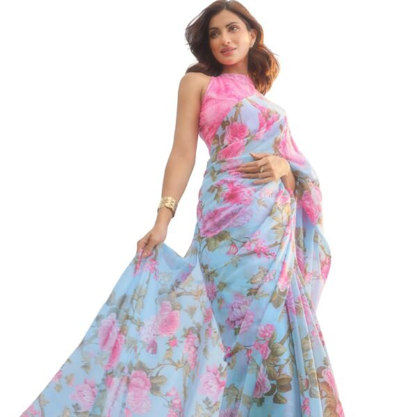 Garden Vareli Floral Print Nara Chiffon Saree