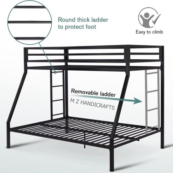 Generic M Z Handicrafts Twin Queen Bunk Bed In Black - Metal, Powder Coated