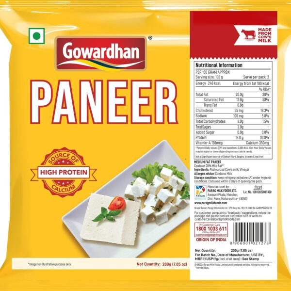Gowardhan Fresh Paneer Classic Block 200g