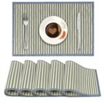 HOKIPO Bamboo Placemats Set of 6 Dining Table Mats, 45x30 cm, Blue