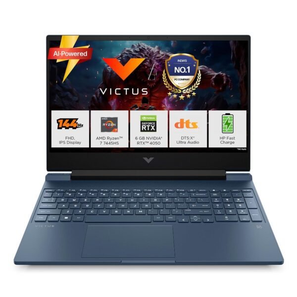 HP Smartchoice Victus, AMD Ryzen 7 7445HS, 6GB RTX 4050, 16GB DDR5(Upgradeable) 512GB SSD, 144Hz, IPS, 300 nits, 15.6''/39.6cm, Win11, Office24, Blue, 2.29kg, fb3130AX/3118AX, Gaming Laptop