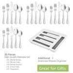 HaWare 20-Piece Silverware Set with Organizer Tray, Stainless Steel Flatware Cutlery Utensils, Timeless and Elegant Design for Home Hotel Wedding, Mirror Polishes and Dishwasher Safe