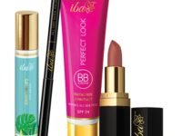 Iba Bestsellers Bundle Rain Drops Perfume, Kohl Kajal, BB Cream(Medium Shade), Lipstick | Halal Certified & Vegan Makeup (Combo of 4)