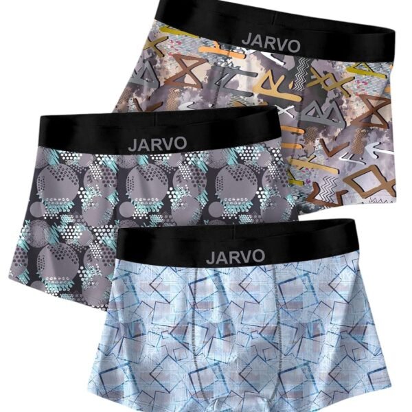 JARVO Men's Extra Thin Elastic Underwear Long Comfortable Ice Silk Breathable Comfort Brief-Boxer-Trunks Imported Material (Pack of -3)